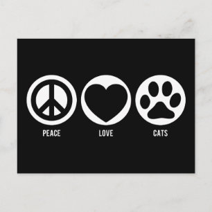 Carte Postale Chats Peace Love