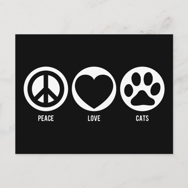 Carte Postale Chats Peace Love (Devant)