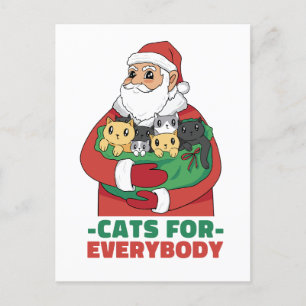 Carte Postale Chats Père Noël de Noël pour tous