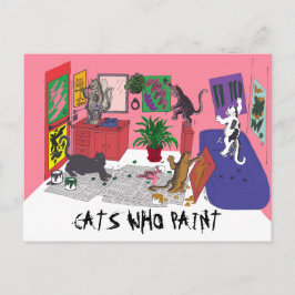 Carte Postale Chats qui peignent, Art humoristique de la peintur