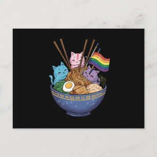 Carte Postale Chats Ramen Anime Drapeau Arc-en-ciel Mois de la f