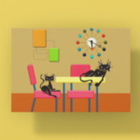 Chats Rétro Mignons Cuisine Chatte Mid Century