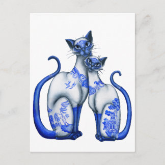 Carte Postale Chats siamois de saule bleu