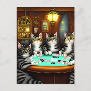 Carte Postale Chats très détaillés Jouer au Poker