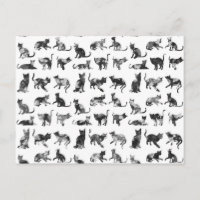 Chats vintages à fleurs noir et blanc motif