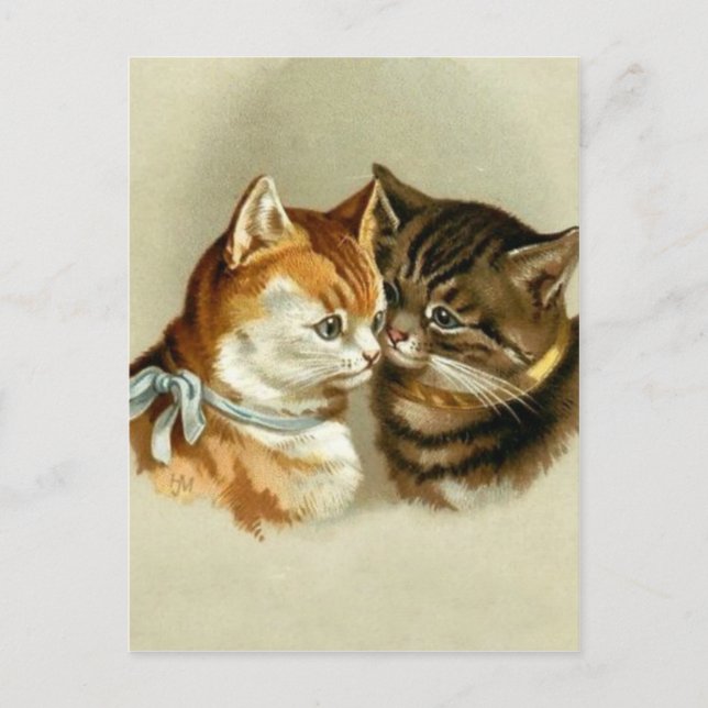 Carte Postale Chats Vintages mignons (Devant)