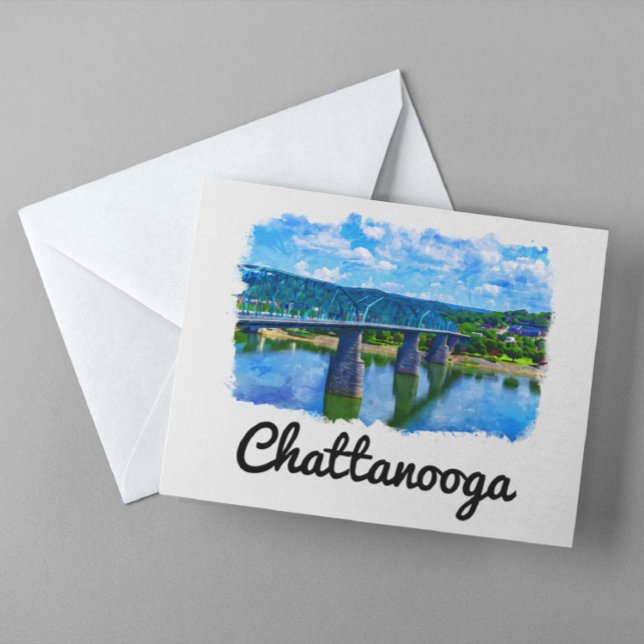Carte Postale Chattanooga Tennessee Aquarelle (Chattanooga Travel Postcard)