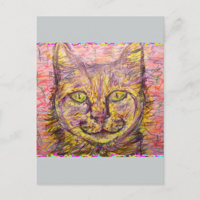 Carte Postale chatte ensoleillé, mec (Devant)