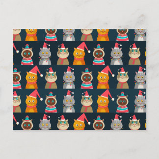 Carte Postale Chatte motif Noël, Meow Noël