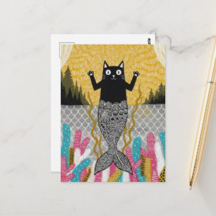 Carte Postale Chatte sirène unique