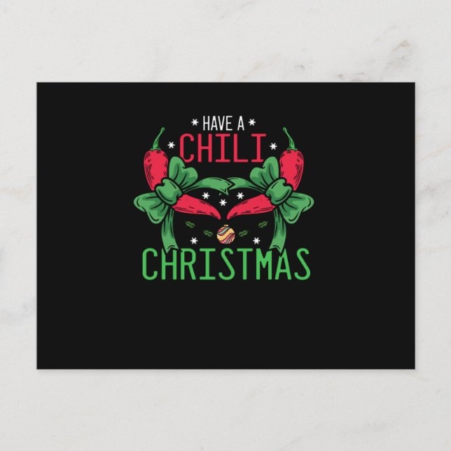 Carte Postale Chaud Chili Pepper Design de Noël, Unisex (Devant)