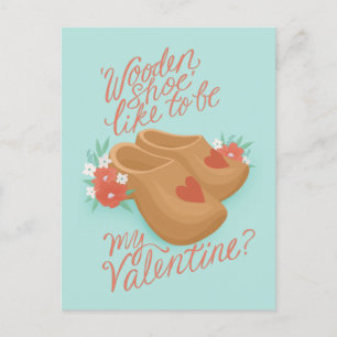 Carte Postale Chaussure en bois soit ma Saint Valentin