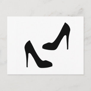 Carte Postale Chaussures à talon élevé pour femmes en silhouette