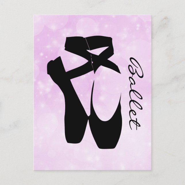 Carte Postale Chaussures de Ballet Noir En Pointe (Devant)