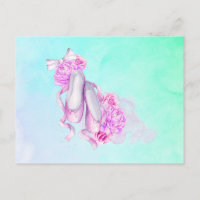 Chaussures de ballet vaches et pivoines en Aquarel