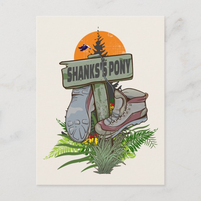 Carte Postale chaussures de randonnée de vieux pony de Shanks (Devant)