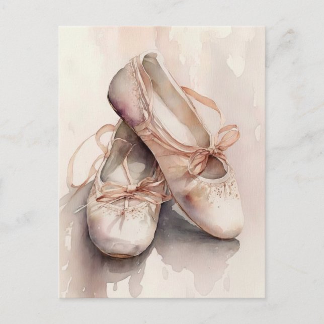 Carte postale Chaussures en Ballet Rose (Devant)