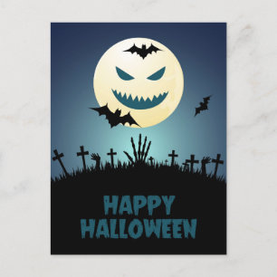 Carte Postale Chauve-lune Éffrayante d'Halloween