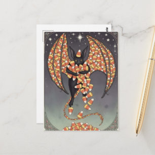 Carte Postale Chauve-souris de bonbons d'Halloween mignonne