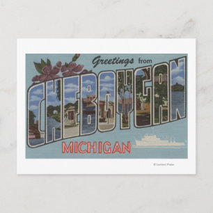 Carte Postale Cheboygan, Michigan - Scènes de grandes lettres