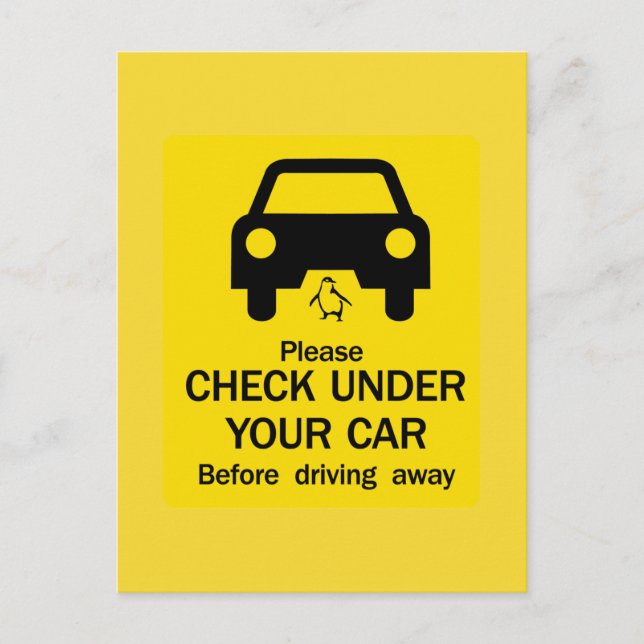 Carte Postale Check Under Car Sign, Australie (Devant)