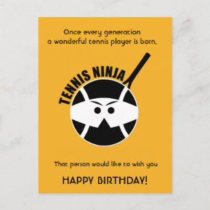 Carte Postale Cheeky orange Tennis 🎾 Ninja Joyeux Anniversaire