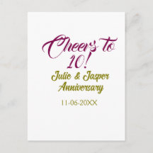 Cheers to 10th wedding anniversary mauve golden na