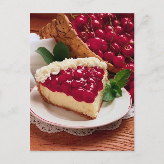 CARTE POSTALE CHEESECAKE AVEC CHERRY TOPPING (Devant)
