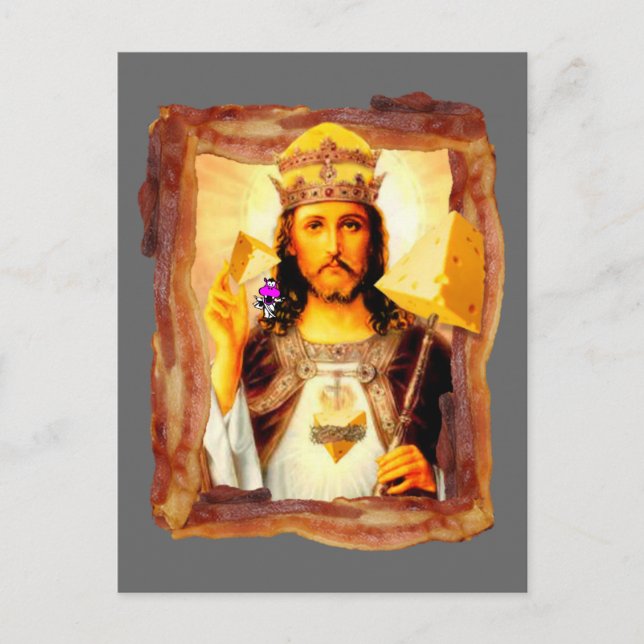 Carte Postale Cheesus Bacon Christ (Devant)
