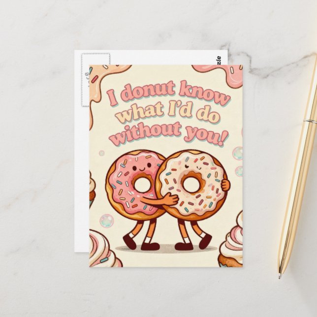 Carte Postale Cheesy Donuts Love (Devant/Arrière en situation)