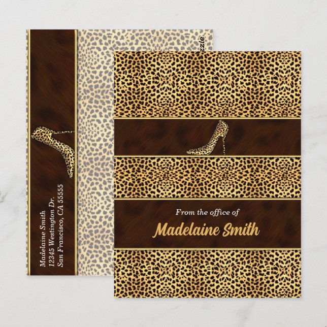 Carte Postale Cheetah féminine et classe Imprimer et Stiletto (Devant / Derrière)