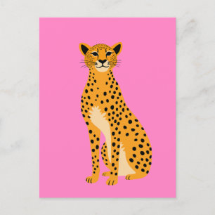 Carte Postale Cheetah minimaliste en rose