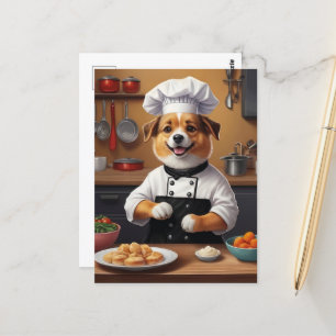 Carte Postale Chef Chien Fabriquant Nourriture Drôle Chien Cuisi