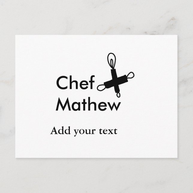 Carte Postale Chef cuisinier ajouter nom texte hommes cuisine bo (Devant)