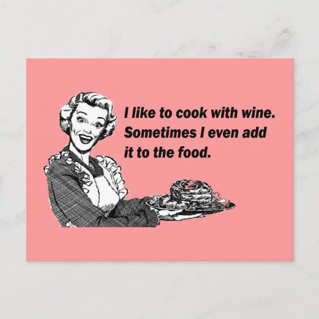 Carte Postale Chef & Cuisinier Humour - Cuisine au vin (Devant)