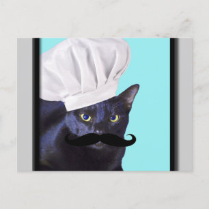 Carte Postale Chef italien, chat noir