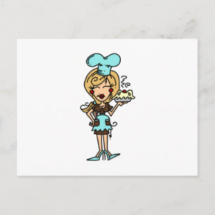Carte Postale Chef pâtisserie féminine - T-shirts blonds et cade