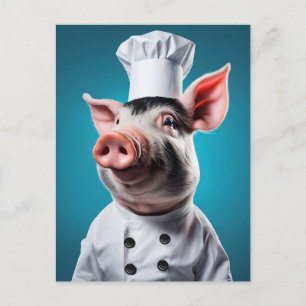Carte Postale Chef Pig
