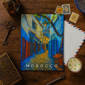 Carte Postale Chefchaouen la Médina colorée bleue Maroc 