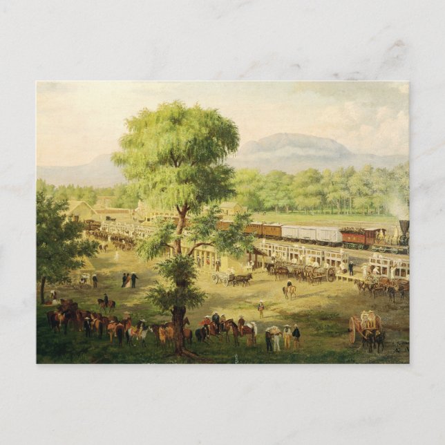 Carte Postale Chemin de fer dans la vallée du Mexique, 1869 (Devant)