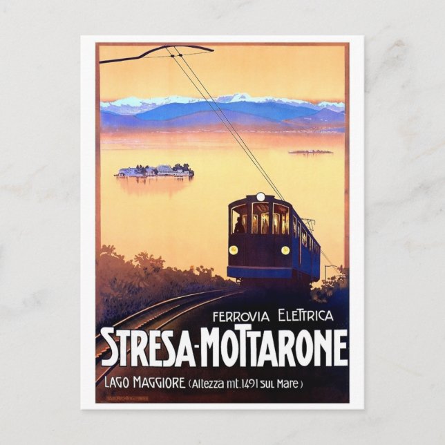 Carte Postale Chemin de fer électrique Stresa-Mottarone, Italie, (Devant)