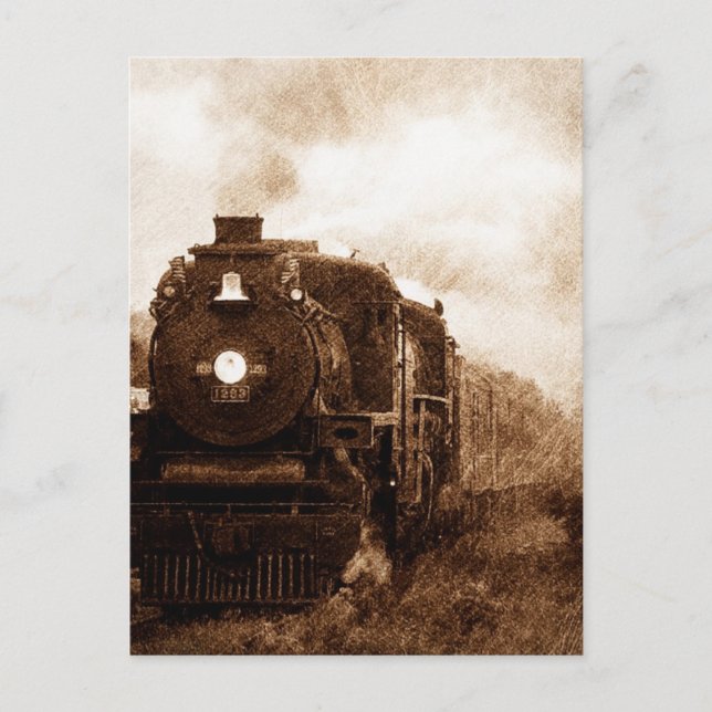 Carte Postale Chemin de fer vintage Steampunk Train à vapeur ant (Devant)