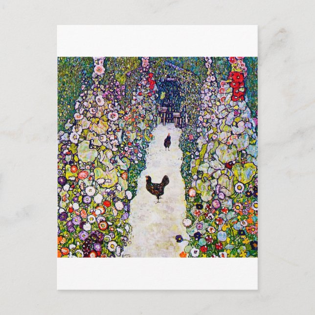 Carte Postale Chemin de jardin avec poulets, Gustav Klimt (Devant)
