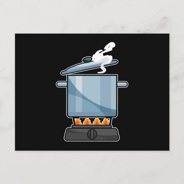 Carte Postale Cheminée avec casserole & couvercle (Devant)