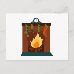 Carte Postale Cheminée de Noël