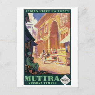 Carte Postale Chemins de fer de l'État indien Temple Muttra Kris