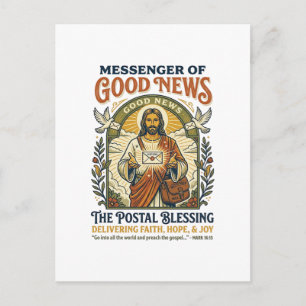 Carte Postale Chemise de livraison de facteur Jésus Foi basée su