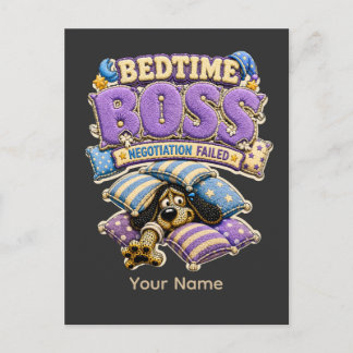 Carte Postale Chemise de sommeil drôle Boss de l'heure du couche
