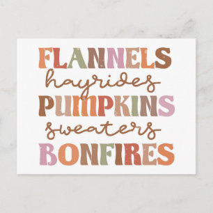 Carte Postale Chemises de flanelle Citrouilles Feux de joie