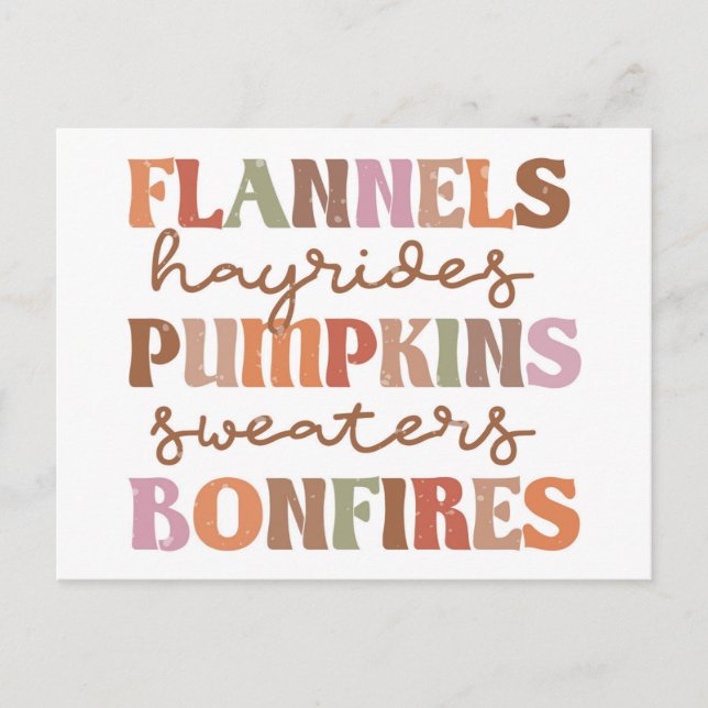 Carte Postale Chemises de flanelle Citrouilles Feux de joie (Devant)